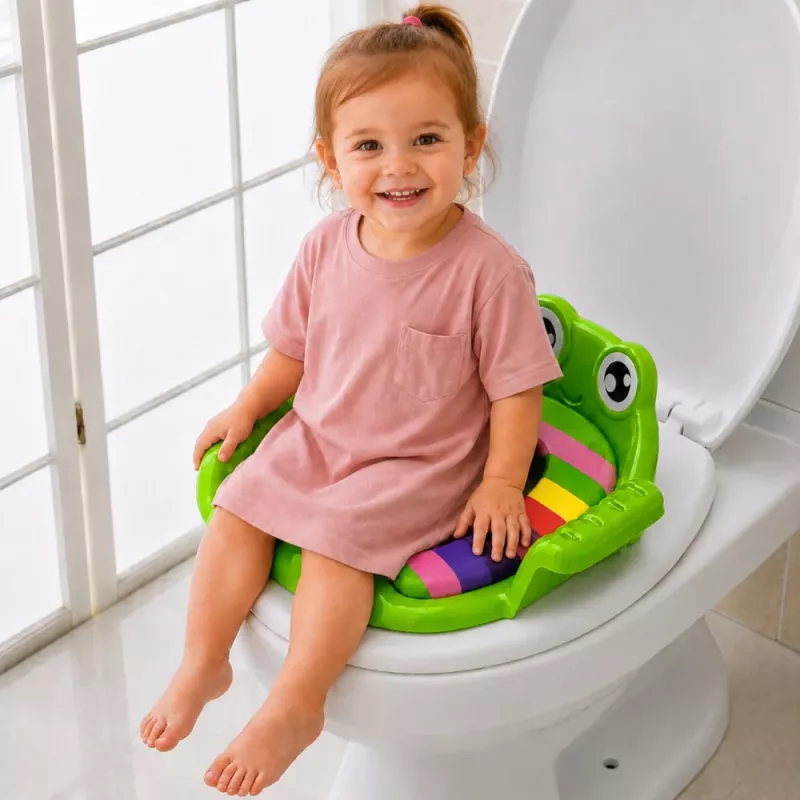LEAN TOYS Copriwater per bambini, sedile morbido con maniglie, verde