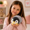 LEAN TOYS Pinguino di peluche morbido bianco e grigio 16 cm