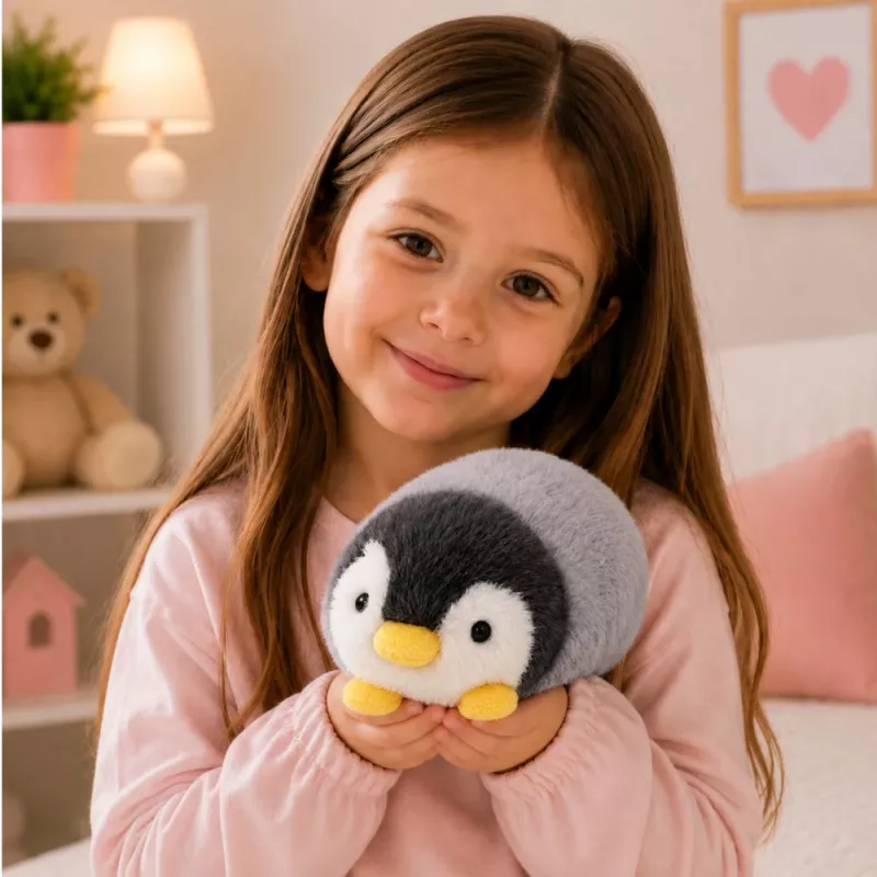 LEAN TOYS Pinguino di peluche morbido bianco e grigio 16 cm