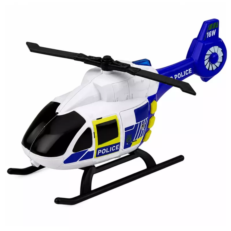 LEAN TOYS Set polizia elicottero moto auto della polizia luci suoni 1:32