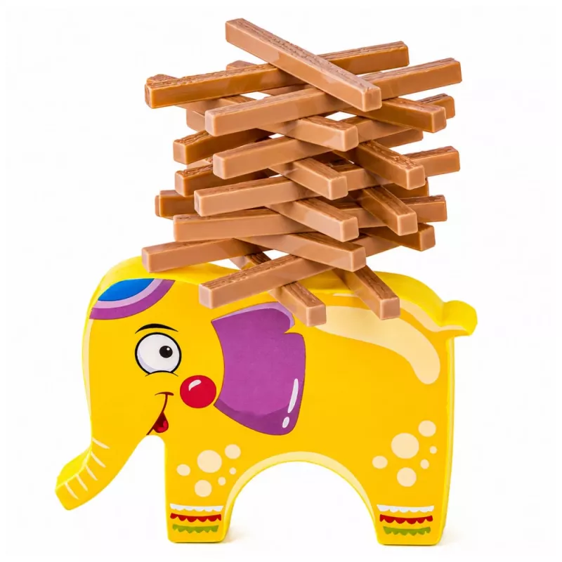 LEAN TOYS Gioco di abilità elefante in equilibrio torre da costruire con blocchi elefante 61 pezzi