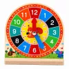 LEAN TOYS Orologio didattico in legno per imparare l'ora con lancette mobili e carte, 55 pezzi