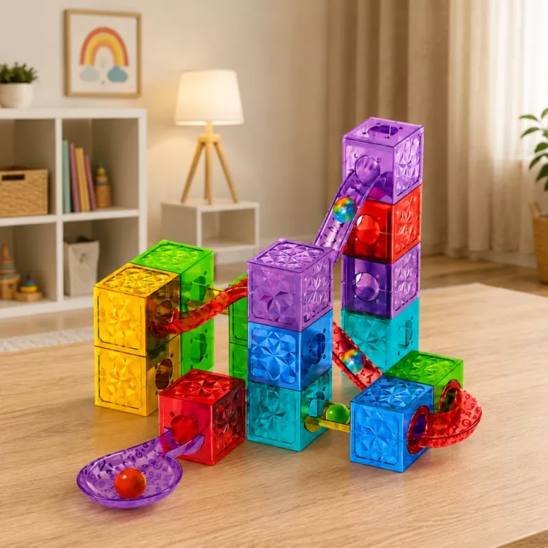 LEAN TOYS Blocchi magnetici cubi pista a sfere colorato 33 pezzi