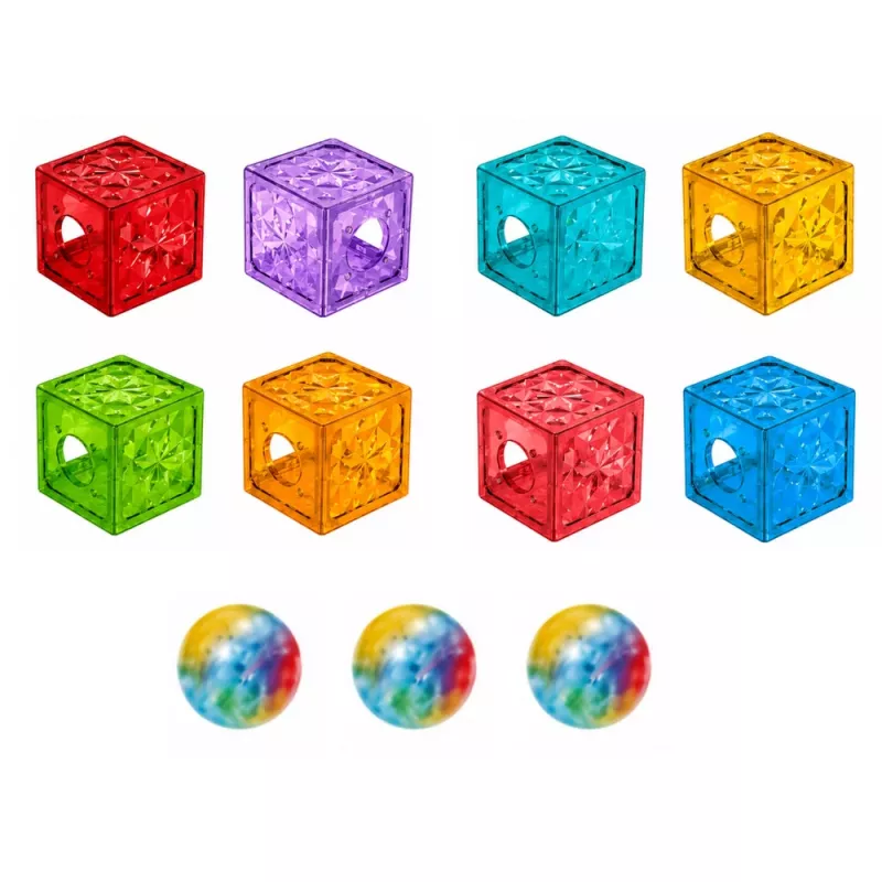 LEAN TOYS Blocchi magnetici cubi pista a sfere colorato 33 pezzi