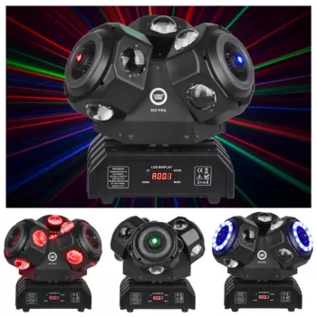 LIGHT4ME SID PRO luce moving head 5-in-1 con effetti beam, wash, strobe, laser e gobo