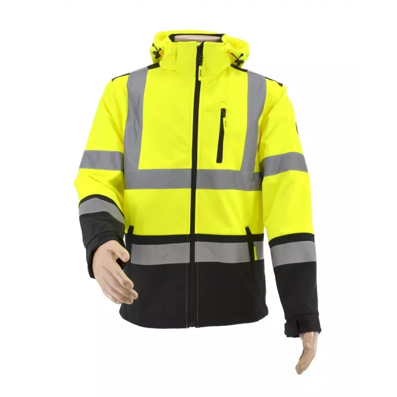 AWTOOLS giacca softshell T3 ad alta visibilità, riflettente, nero, taglia S