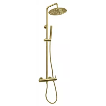 FERRO Ciriculus set doccia termostatico con soffione doccia 250mm, oro spazzolato