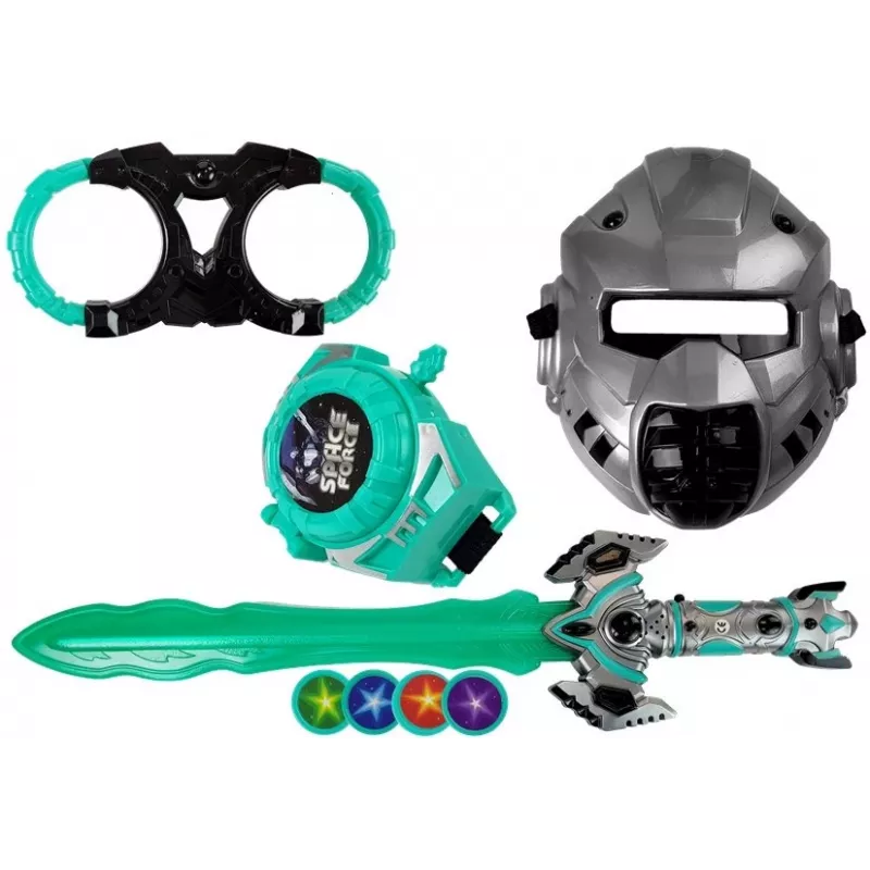 LEAN TOYS Space Knight set di role play con spada laser, maschera e manette