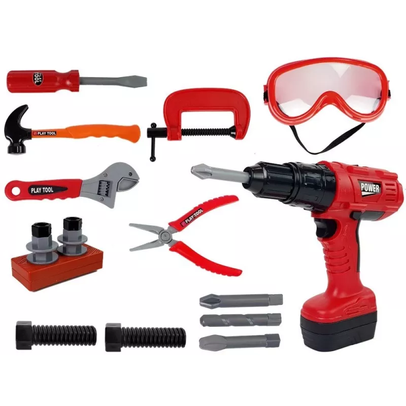 LEAN TOYS set di attrezzi da fai-da-te per piccoli artigiani trapano martello 35 pezzi giocattolo educativo