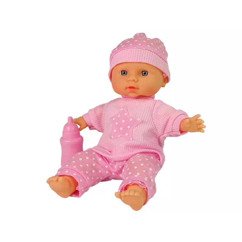 LEAN TOYS Sweet Baby bambola rosa biberon suoni interattiva bambola 30cm con biberon