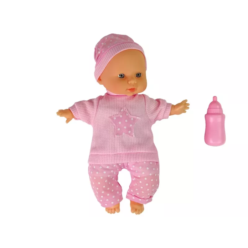 LEAN TOYS Sweet Baby bambola rosa biberon suoni interattiva bambola 30cm con biberon