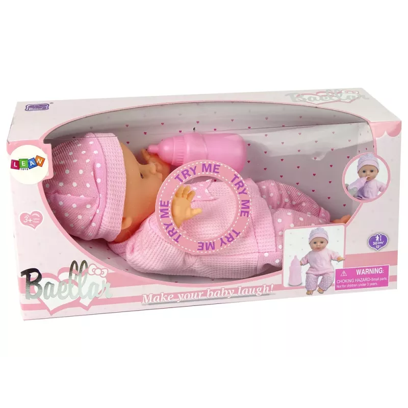 LEAN TOYS Sweet Baby bambola rosa biberon suoni interattiva bambola 30cm con biberon