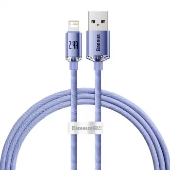 Cavo Baseus Crystal Shine Lightning a USB-A 1,2 m viola, ricarica rapida 2,4 A