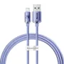 Cavo Baseus Crystal Shine Lightning a USB-A 1,2 m viola, ricarica rapida 2,4 A