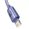 Cavo Baseus Crystal Shine Lightning a USB-A 1,2 m viola, ricarica rapida 2,4 A