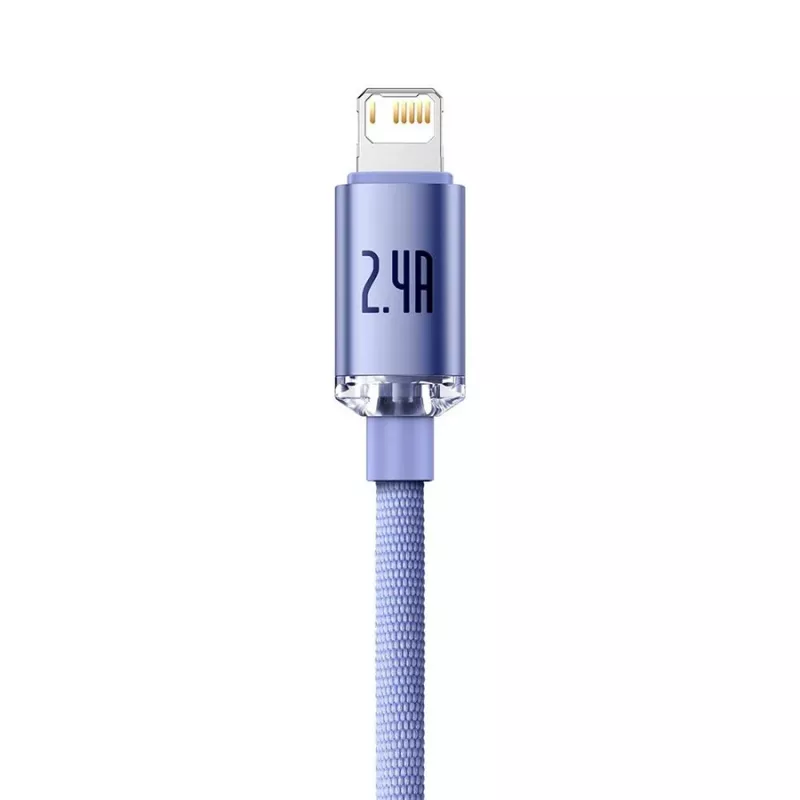 Cavo Baseus Crystal Shine Lightning a USB-A 1,2 m viola, ricarica rapida 2,4 A