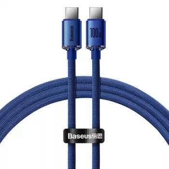 Cavo Baseus USB-C a USB-C Crystal Shine 100W 1,2m blu