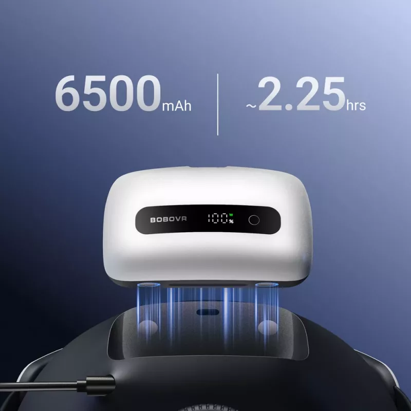BOBOVR BM60-2 pacco batteria doppio 6500mAh con base di ricarica per supporti M3 Pro+ e M3 - bianco