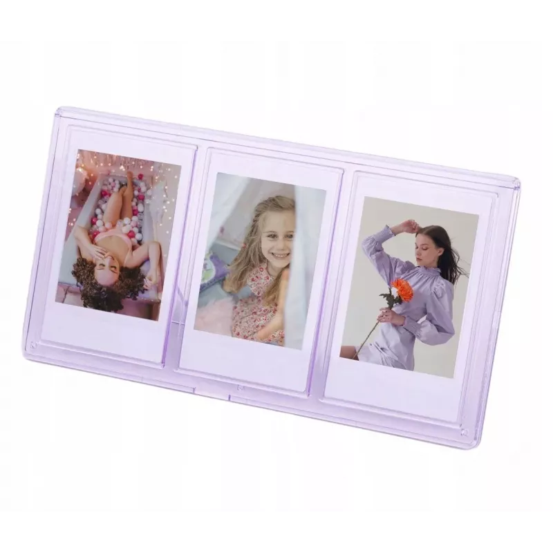 LOVEINSTANT Portafoto triplo verticale per stampe Instax Mini e Zink 2x3 pollici – lilla