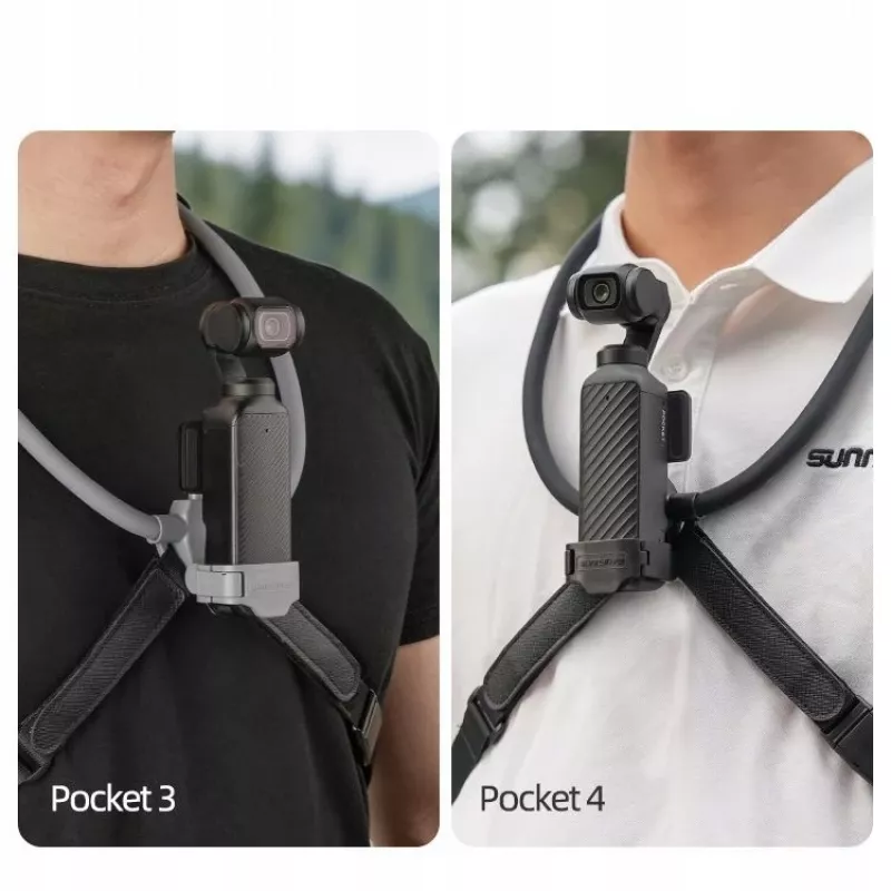 SUNNYLIFE supporto flessibile per collo per DJI Osmo Pocket 3/4, action cam POV, nero
