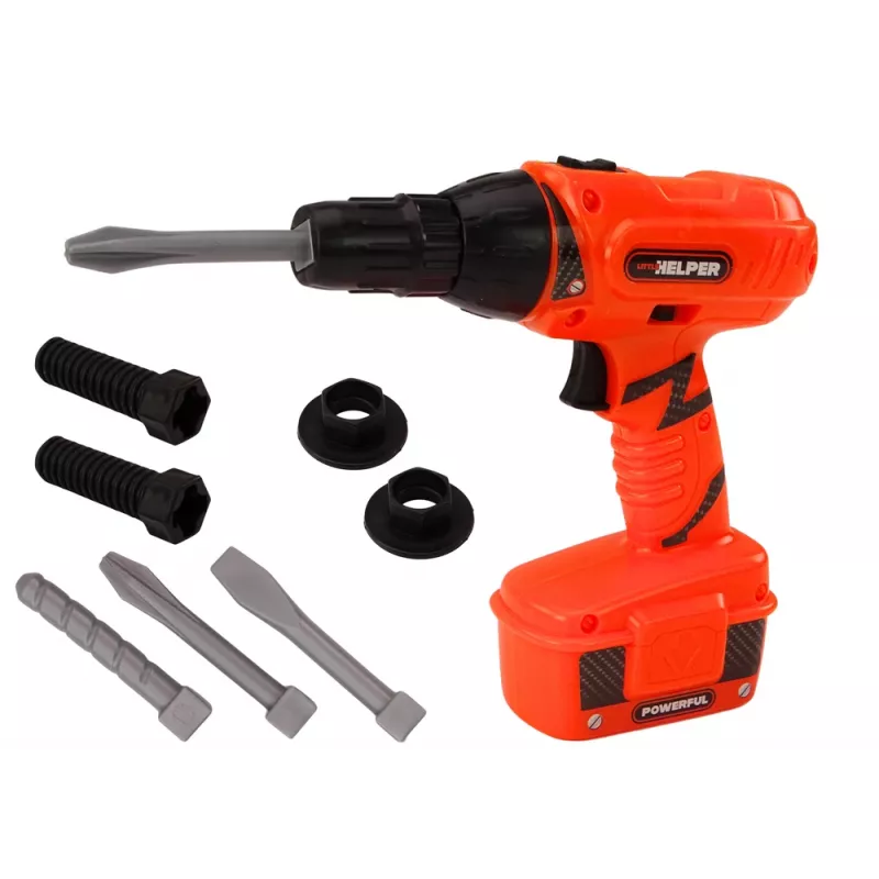 LEAN TOYS Avvitatore a batteria fai da te arancione punte viti