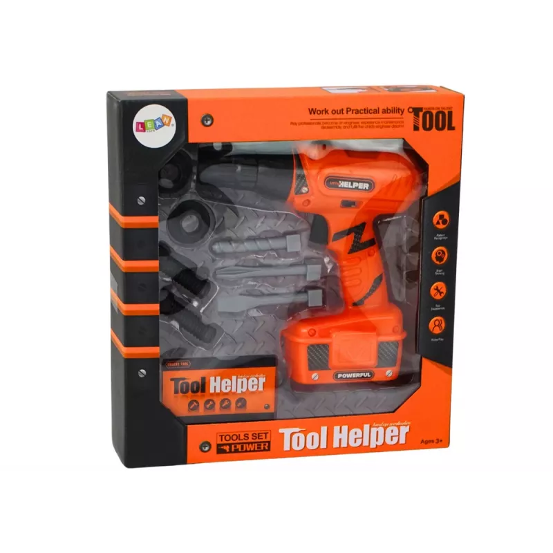 LEAN TOYS Avvitatore a batteria fai da te arancione punte viti
