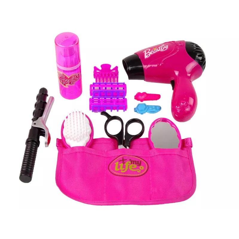LEAN TOYS Set parrucchiere bellezza asciugacapelli arricciacapelli rosa 15 pezzi set di ruolo per bambini dai 3 anni