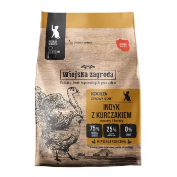 Wiejska Zagroda Cibo secco per gatti tacchino e pollo gattini 400g