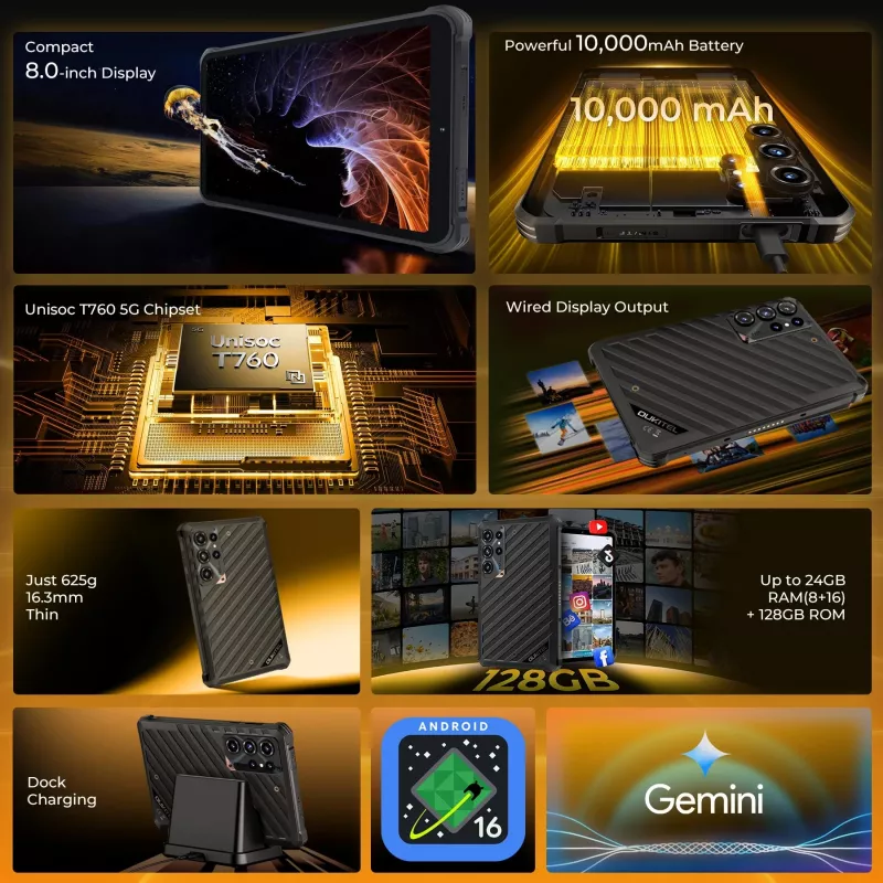 OUKITEL RT11 5G tablet rugged 8GB/128GB nero 10000mAh