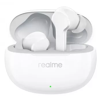 realme Buds T110 auricolari true wireless con batteria 38h, AI ENC, IPX5, Bluetooth 5.4, driver bass 10mm, ricarica rapida USB-C, modalità low-latency, smart touch, bianco