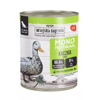 WIEJSKA ZAGRODA Mono Duck cibo umido per cani – scatola 800g, senza cereali, con un'unica fonte proteica