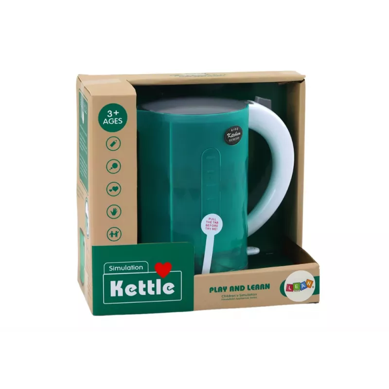 LEAN TOYS Bollitore elettrico a batteria con luce e suoni, elettrodomestici, verde