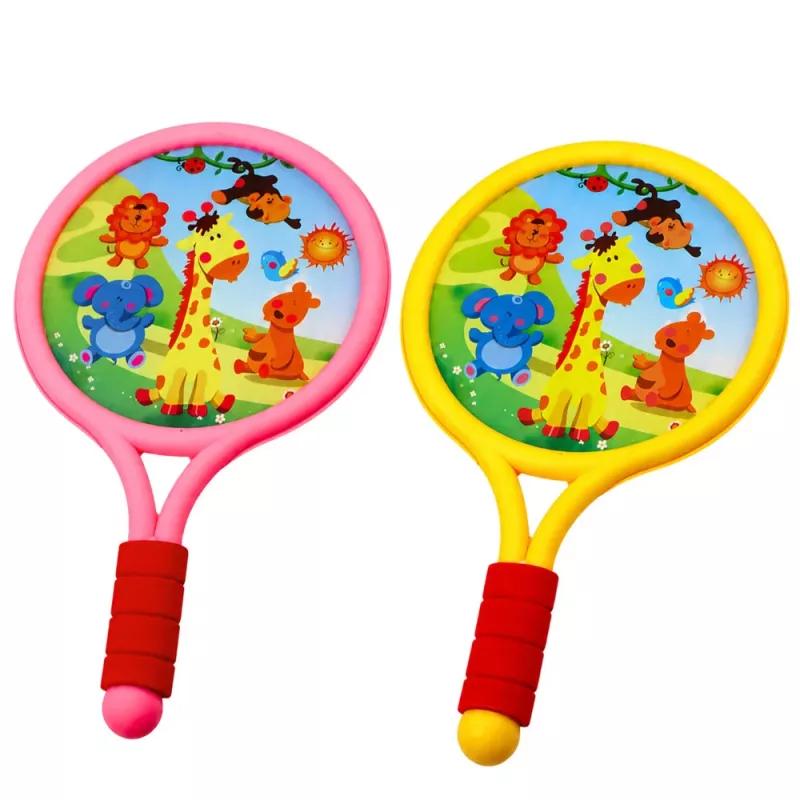 LEAN TOYS Racchette da badminton per bambini animali giallo rosa