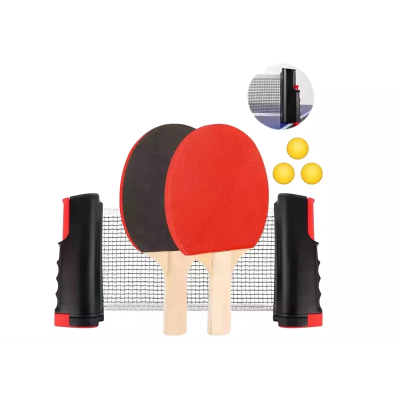 LEAN TOYS Set ping pong con rete, 2 racchette e 3 palline