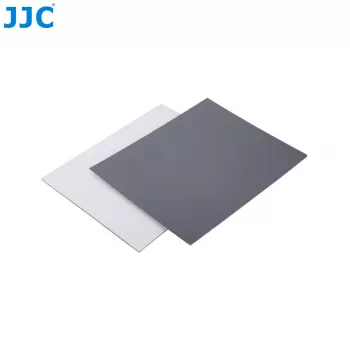 JJC GC Series set 2-in-1 di carte di calibrazione fotografica – cartoncino grigio 18% e carta per bilanciamento del bianco, 20 x 25 cm, plastica resistente, con cinturino