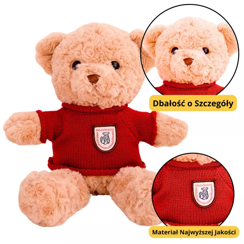 LEAN TOYS peluche mascotte teddy bear maglione rosso beige 40 cm