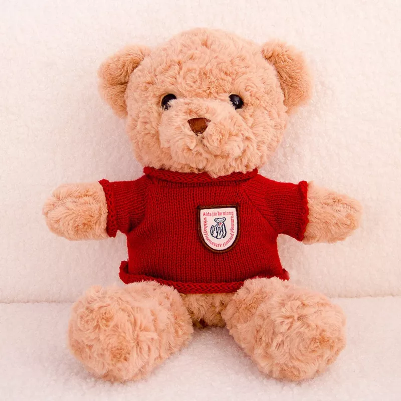 LEAN TOYS peluche mascotte teddy bear maglione rosso beige 40 cm