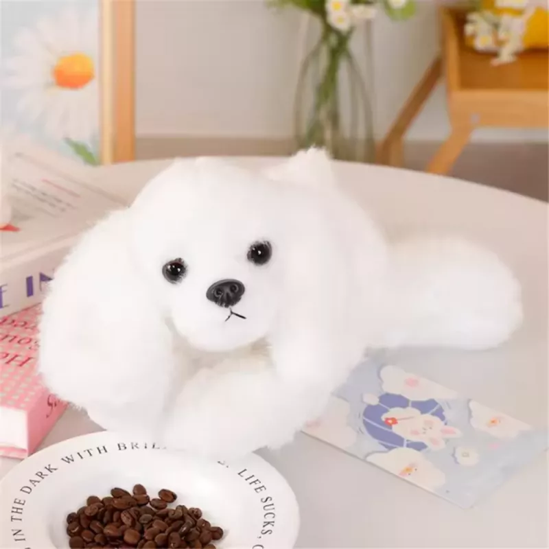 LEAN TOYS peluche cane maltese con zampe appesantite bianco 30 cm