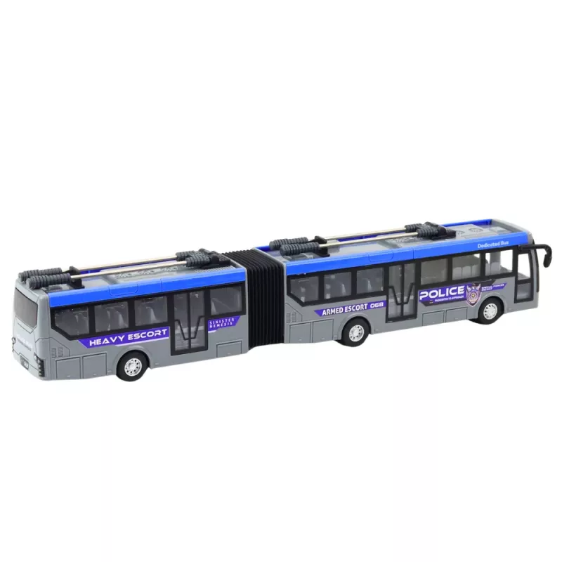 LEAN TOYS autobus articolato della polizia RC con telecomando e luci, grigio 1:32