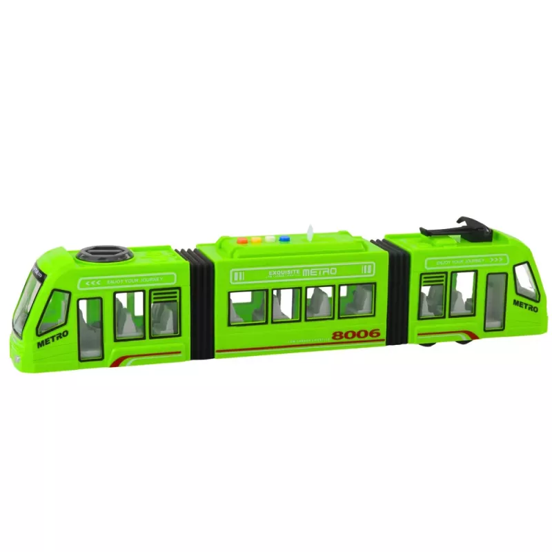 LEAN TOYS tram City Metro con porte, luce e suoni, verde 1:16