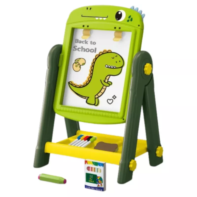 LEAN TOYS lavagna magnetica bianca double-face dinosauri verde con accessori