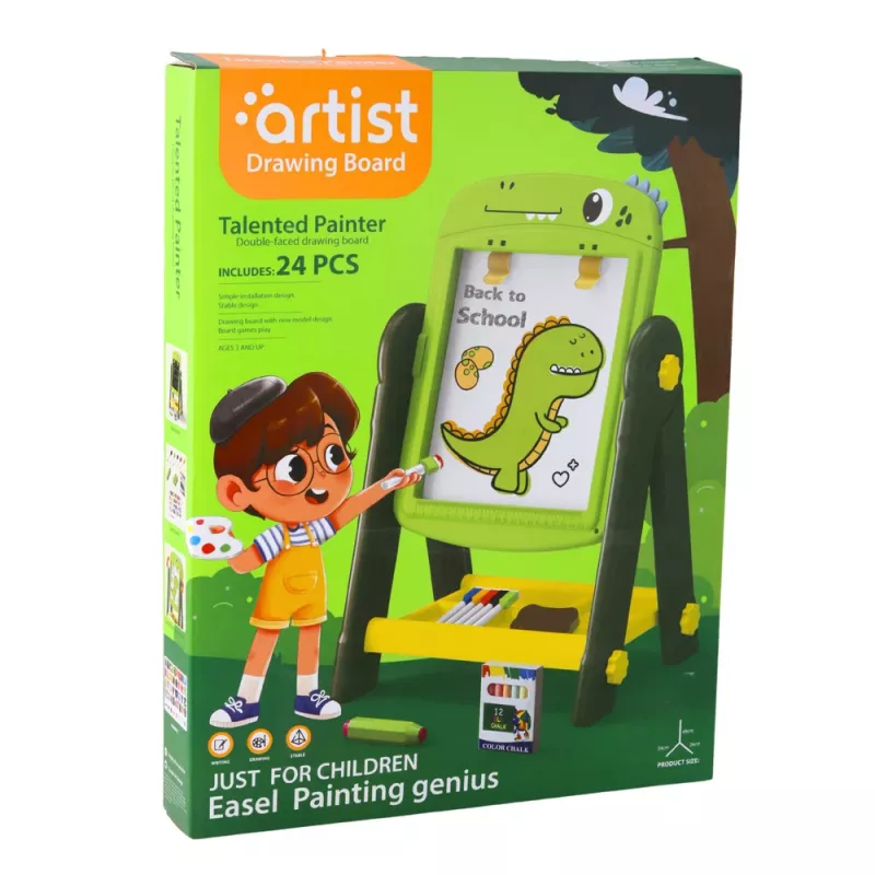 LEAN TOYS lavagna magnetica bianca double-face dinosauri verde con accessori