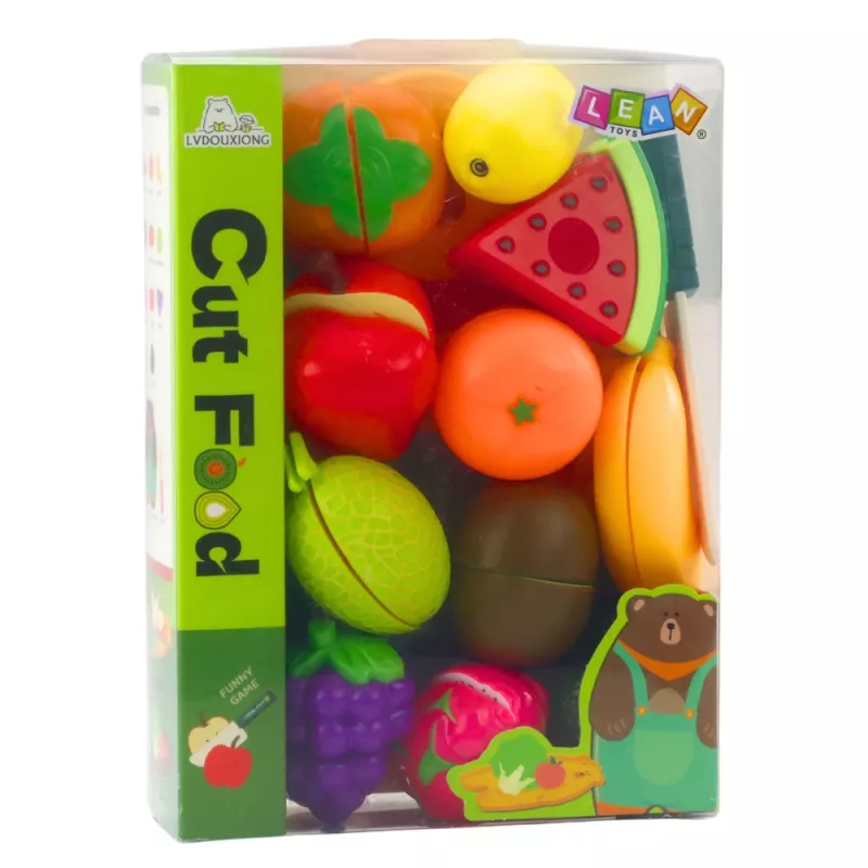 LEAN TOYS set taglia frutta con tagliere e coltello, accessorio educativo per bambini