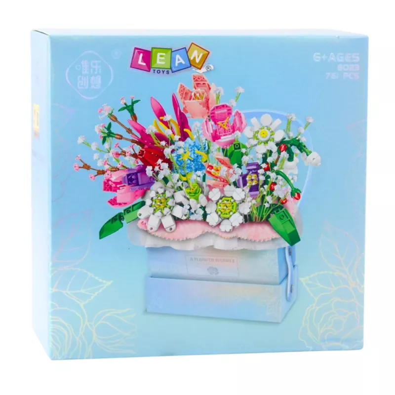 LEAN TOYS mattoncini composizione in una scatola Floral blu scatola LED 761 pezzi