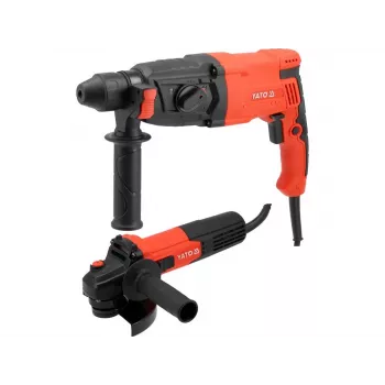 YATO set combinato martello perforatore SDS+ 900W e smerigliatrice angolare 125mm 750W