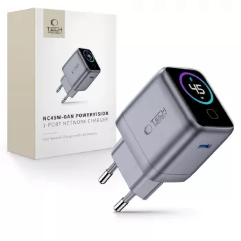 TECH-PROTECT POWERVISION NC45W-GAN caricabatterie da parete 1 porta PD 45W grigio scuro