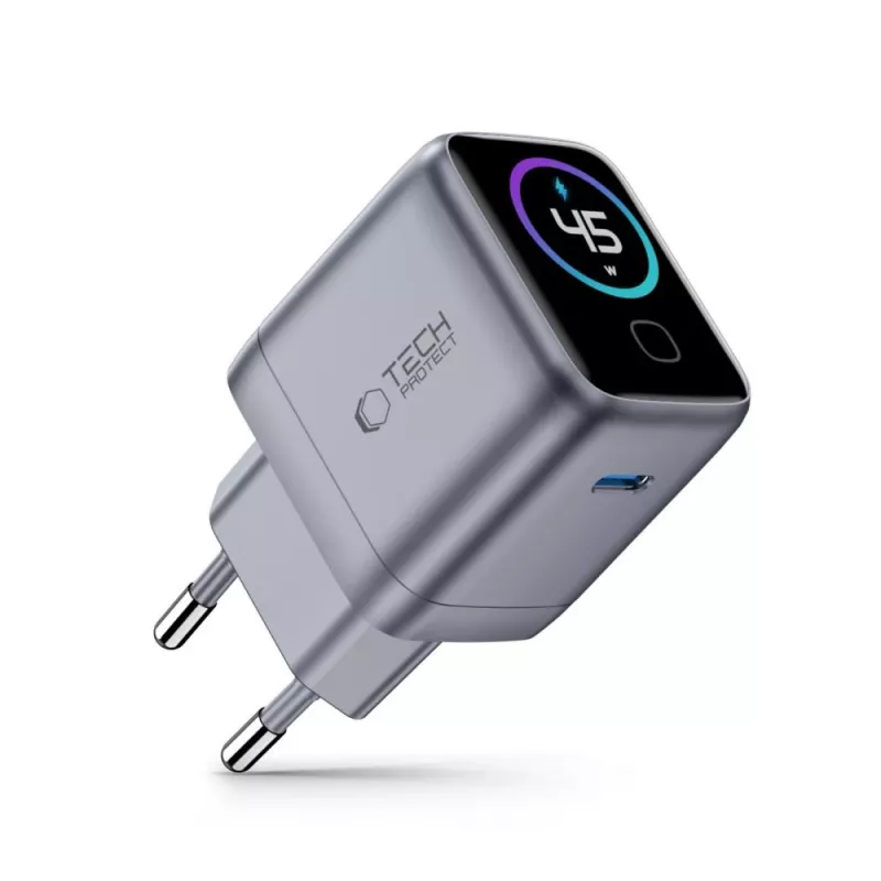 TECH-PROTECT POWERVISION NC45W-GAN caricabatterie da parete 1 porta PD 45W grigio scuro