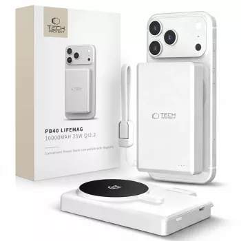 TECH-PROTECT PB40 LIFEMAG power bank MagSafe 10000mAh 25W Qi2.2 bianco/argento