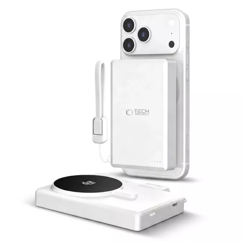 TECH-PROTECT PB40 LIFEMAG power bank MagSafe 10000mAh 25W Qi2.2 bianco/argento