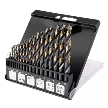 NEO TOOLS set punte trapano per metallo HSS-CNC, 124°, Pro-Tec, 1,0-10,0 mm, 19 pezzi